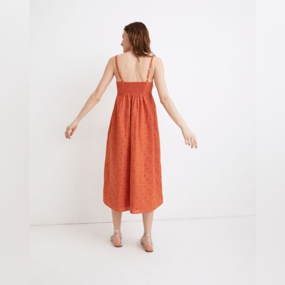 Madewell Orange Eyelet Summertime Cami Midi Dress Size X Small - Picture 9 of 9